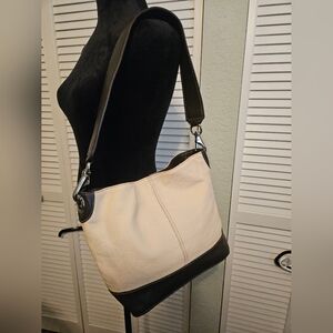 Tignanello Cream and Brown Shoulder Bag.